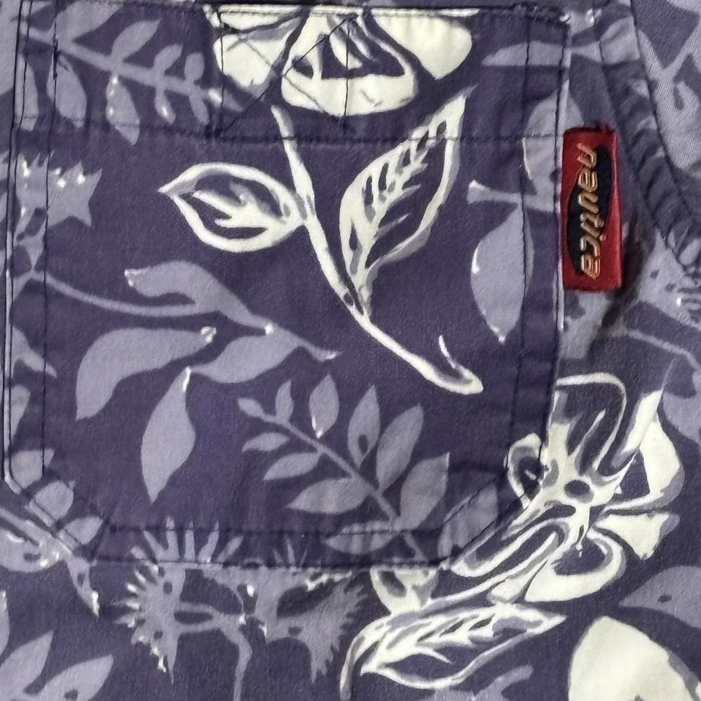 Nautica Hawaiian shirt Kids size 4 Purple Floral Cotton‎ Summer Y2K